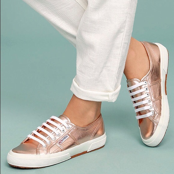 Anthropologie Shoes - Superga Rose Gold Foil Sneakers